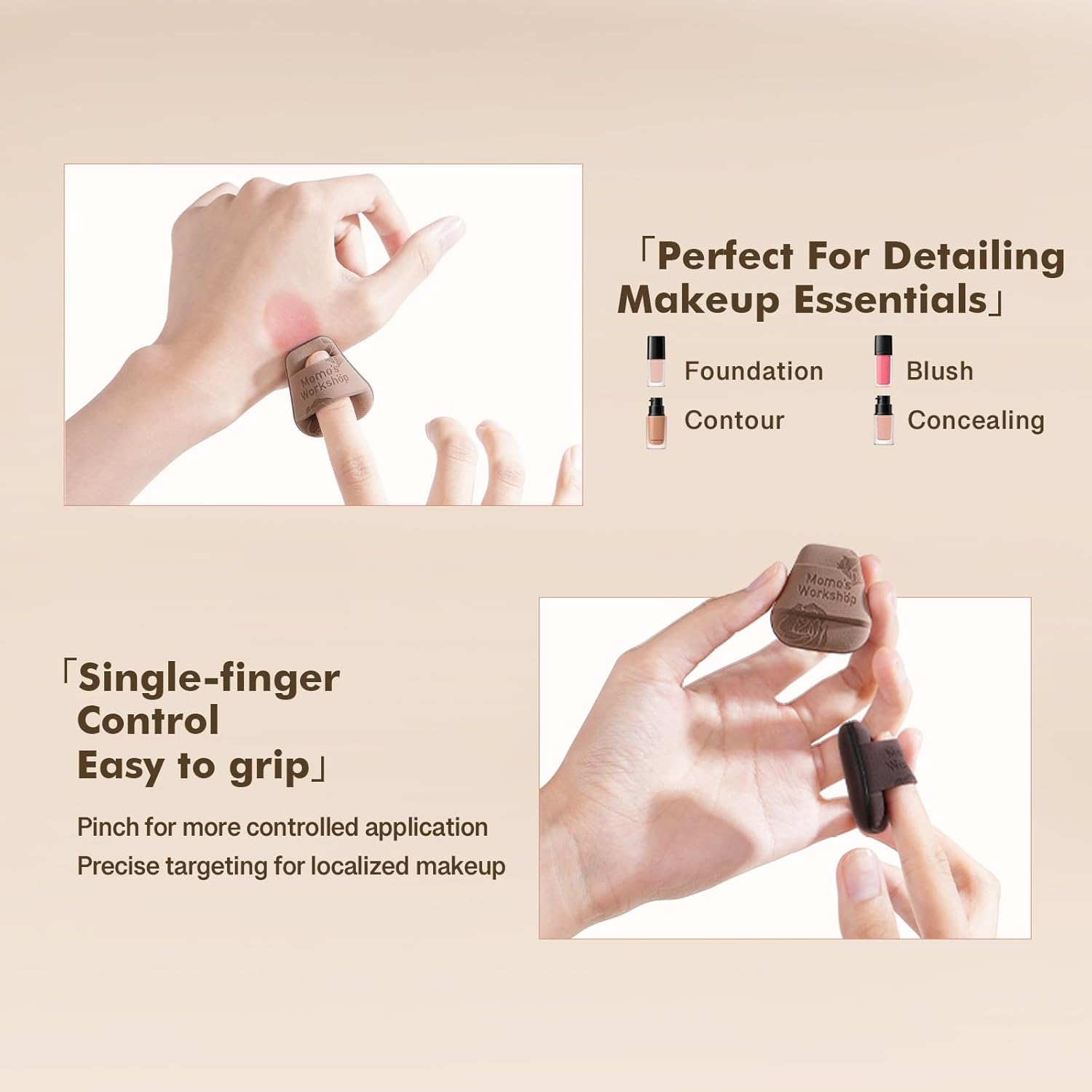 Mini Trapezoidal Makeup Sponge Set,Dual-Use Mini Rubycell Sponge for Foundation/Concealer/Blush,Soft, Even Application for Liquid & Cream Products,3pcs Mini Concealer Puffs & Storage Case-Velvo Beauty