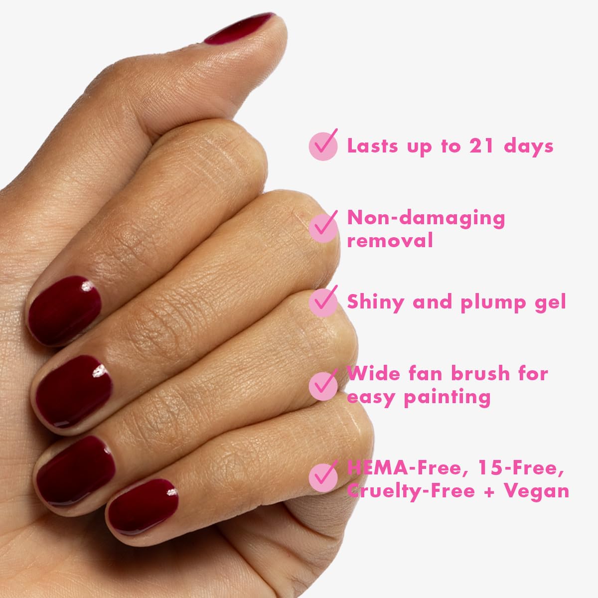 Olive & June Gel Polish | UV LED Nail Lamp Needed | Long Lasting Formula | Up to 21 Days of Wear | Damage-Free Removal | Salon-Quality Manicure, Pedicure at Home | Obsessed | Dark Ruby-Velvo Beauty