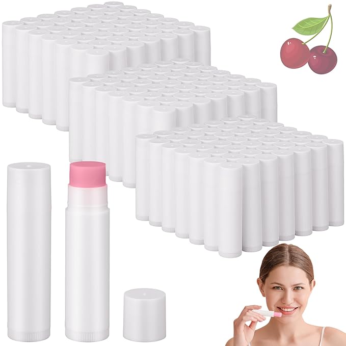 Demissle 150 Pcs Unlabeled Lip Balm Bulk Chapped Stick Blank Mini Lip Balm Gifts Moisturizing Lip Balms Favors for Women Homeless Wedding Bridal Shower Favors Baby Shower Guests Favors(Cherry)-Velvo Beauty
