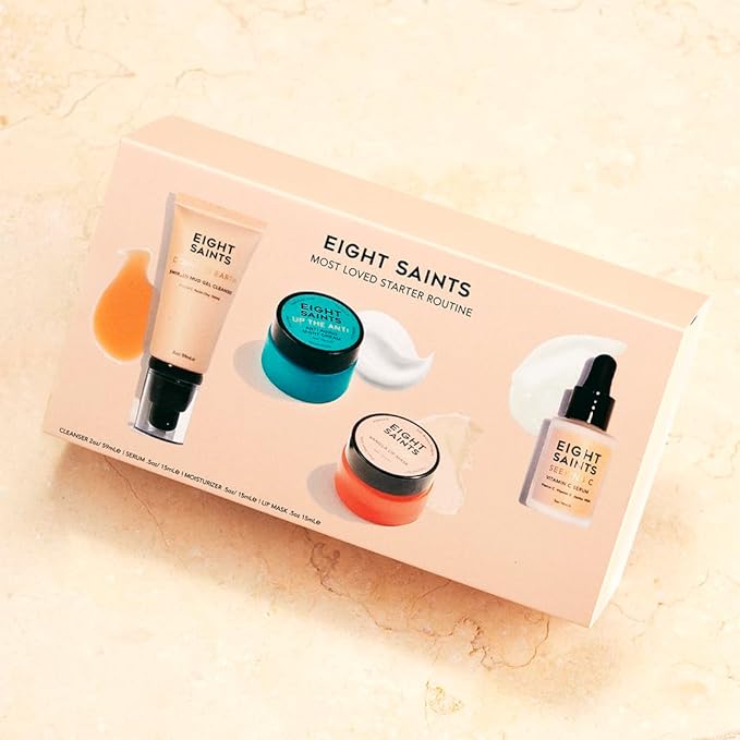 Eight Saints Skincare Most Loved Skincare Set, Face Wash, Vitamin C Face Serum, Niacinamide Anti Aging Cream, Lip Mask, Gift Set-Velvo Beauty