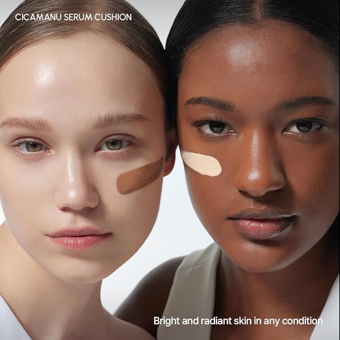 Parnell Cicamanu Serum Cushion 57N Deep Amber 0.52 fl oz | Hydrating Serum Foundation for Soothing, Pore Blurring & Radiant Glass Skin | Lightweight Korean Cushion for Sensitive Skin | K-Beauty-Velvo Beauty