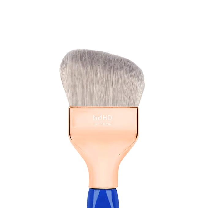 Bdellium Tools Professional Makeup Brush - Golden Triangle 971 Large Slanted Double Dome Blender - With All Vegan and Soft Synthetic Fibers, For Foundation Application & Blending (Blue, 1pc)-Velvo Beauty