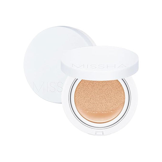 Missha Magic Cushion Moist Up No. 21 Light Beige for bright skin, Hydrating 3-in-1 Moisture Korean Cushion Foundation, Long-lasting, High Coverage, for All Skin Types-Velvo Beauty
