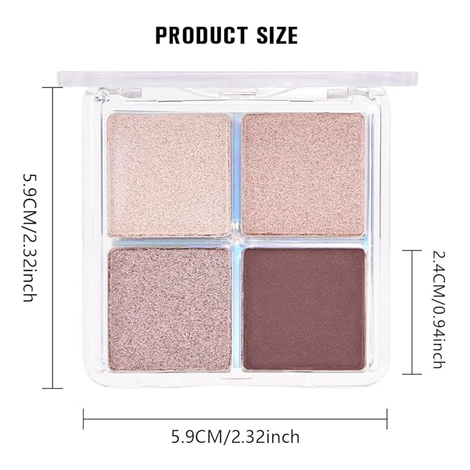 evpct Eyeshadow Quad Palette, Champagne Rose Gold Bronze Plum Glitter Shimmer Metallic Matte High Pigment Primer Eye Shadow Palette Makeup for older Women, Smudge Proof Vegan Cruelty-free, Ballerina-Velvo Beauty