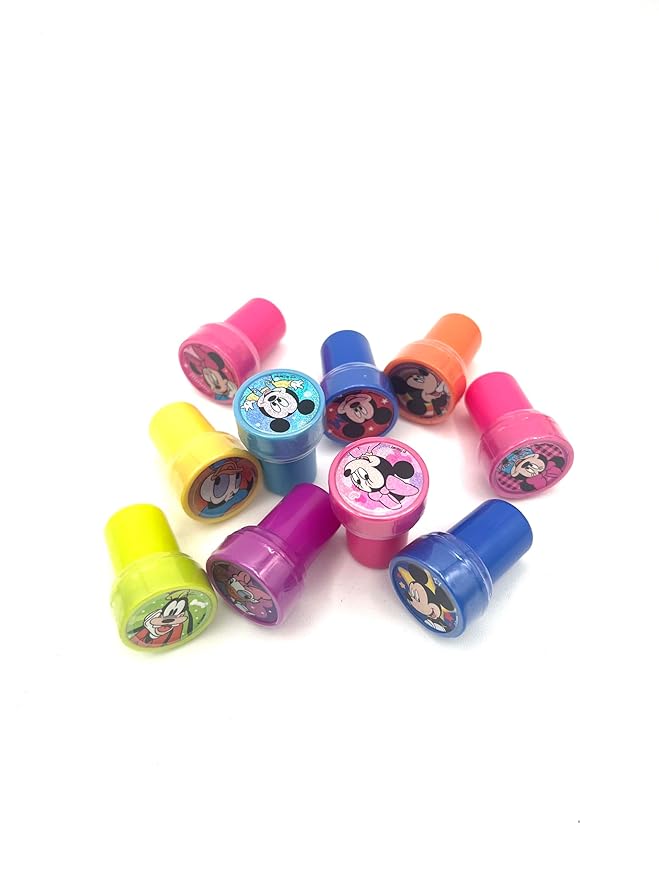 Disney Mickey and Minnie Lip Balm Bundle with 4 Lip Balms in Assorted Flavors - Bonus 1 Assorted Disney Stamp-Velvo Beauty