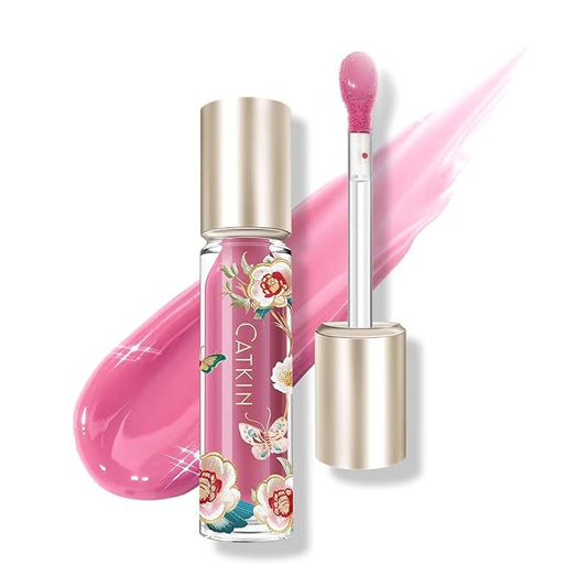 CATKIN Lip Plumper Gloss, Tinted Lip Serum with Hyaluronic Acid & Jojoba Oil, Non-sticky Volumizing Hydrating Formula for a High Shine Maximum 3D Look, Plump & Soft Lips 0.12 Fl Oz-C10 Amethyst Planet-Velvo Beauty