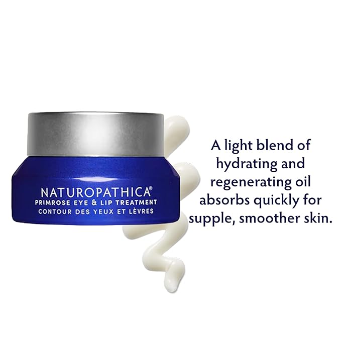 Naturopathica Primrose Eye & Lip Treatment, Wrinkle Remedy and Daily Lip & Eye Cream with Acai Fruit Oil for All Skin Types, 0.5 fl oz (15 ml)-Velvo Beauty
