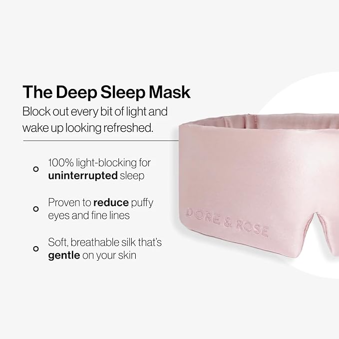 Dore & Rose Deep Sleep Mask Light Blocking, 23 Momme Mulberry Silk Eye Mask, Ultra Soft, Adjustable - Travel Sleeping Mask for Men & Women - Lotus-Velvo Beauty