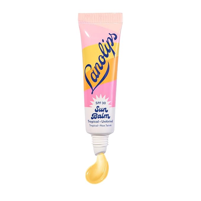 Lanolips Sun Balm Tropical SPF 30 Lip Balm - Hydrating Lanolin Lip Moisturizer with Pineapple Scent - Beach Essentials & Sun Care with Broad Spectrum UVA/UVB Protection - Untinted (0.44 oz)-Velvo Beauty