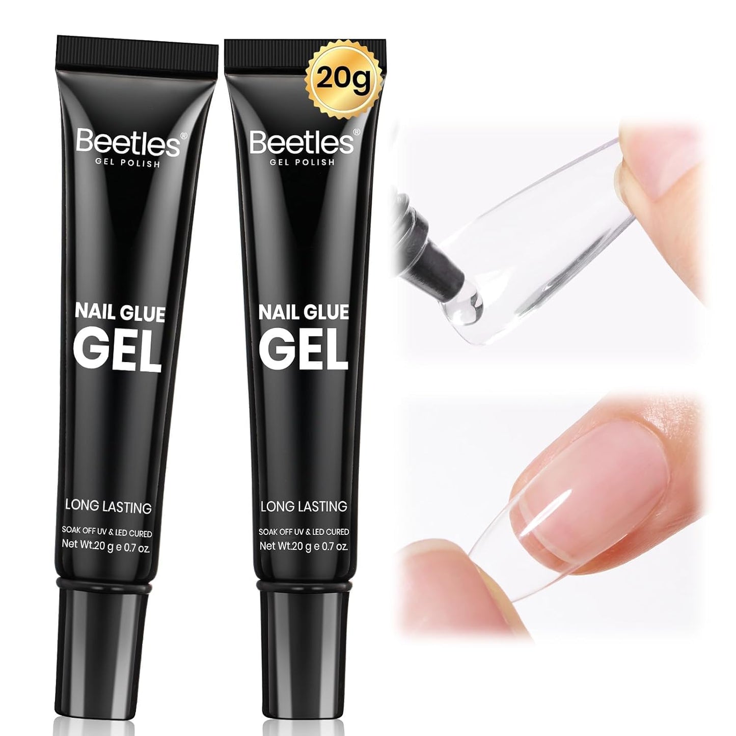 Beetles 2Pcs*20g Solid Nail Glue Gel, Tipex Soft Nail Tips Glue Super Strong for Acrylic Nails Extension Fake Nails Press On Nails, Fall Halloween Nails, U V Light Required-Velvo Beauty
