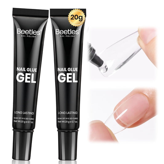 Beetles 2Pcs*20g Solid Nail Glue Gel, Tipex Soft Nail Tips Glue Super Strong for Acrylic Nails Extension Fake Nails Press On Nails, Fall Halloween Nails, U V Light Required-Velvo Beauty