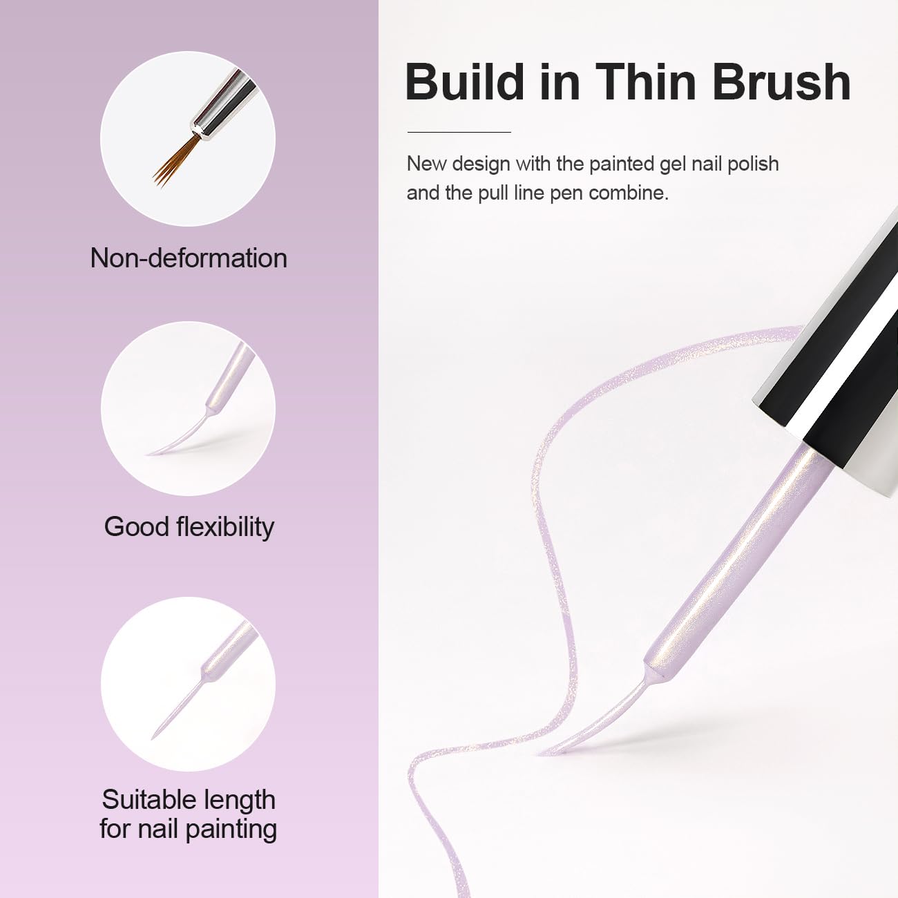 RARJSM Pearl Gold Gel Liner Nail Art Pearlescent Milky Light Purple White Golden Shell Glitter Swirl Effect Gel Nail Polish 8ml Build in Thin Brush Painted Drawing Striper Gelpolish Curing Requires-Velvo Beauty