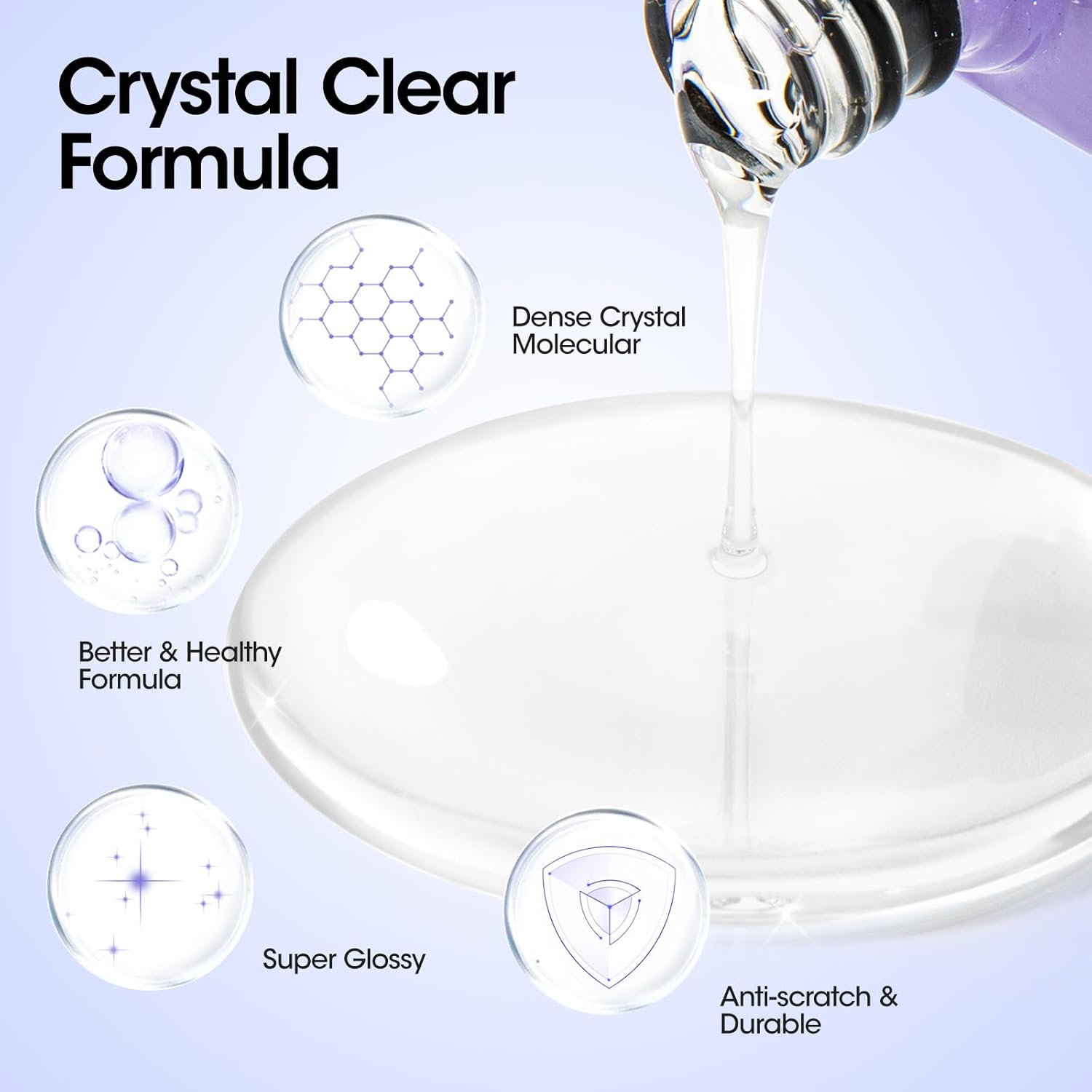 Gellen Crystal Base and Top Coat, 18ml Anti-scratch Nail Polish, Soak Off UV Light Cured Gel Top Coat, Salon Gel Polish-Velvo Beauty