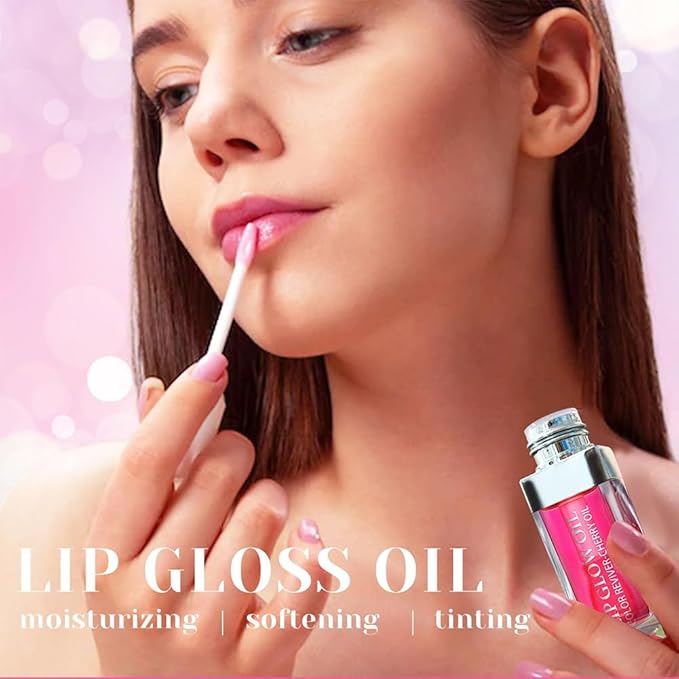 Hydrating Lip Glow Oil, Moisturizing Lip Glow Oil, Nourishing Glossy Transparent Lip Oil, Plumping Lip Oil, Lip Balm, Non-sticky Tinted Toot Lip Balm for Lip Care (RASPBERRY) 0.2 OZ-Velvo Beauty