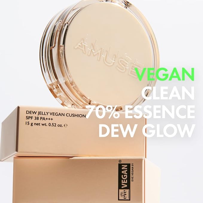 AMUSE Dew Jelly Vegan Cushion Foundation 01 SOONSOO | dewy, glow, long-lasting, double coverage, clean beauty, lightweight, natural look, foundation for sensitive skin, hydrating cushion-Velvo Beauty