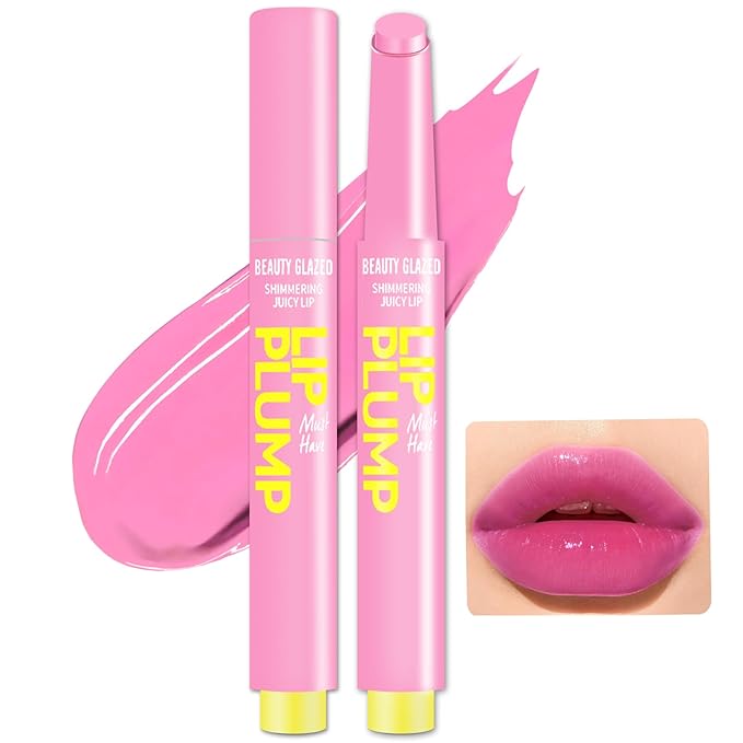 Lip Gloss Stick, Moisturizing Jelly Solid Lip Plump Oil Slick Click,Non Sticky Tinted Press Lipstick Pen, Lightweight Buildable Balm Liner Professional Makeup, High Shine Longlasting Glow-Pink-Velvo Beauty