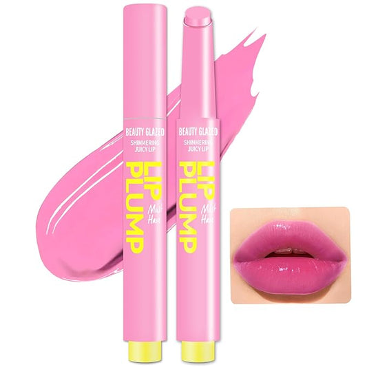 Lip Gloss Stick, Moisturizing Jelly Solid Lip Plump Oil Slick Click,Non Sticky Tinted Press Lipstick Pen, Lightweight Buildable Balm Liner Professional Makeup, High Shine Longlasting Glow-Pink-Velvo Beauty