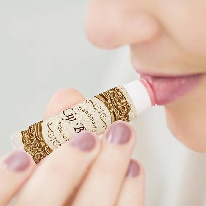 CRASPIRE 80Pcs 8 Styles Lip Balm Sticker Retro Photo Frame Self-Adhesive Homemade Lip Balm Labels Vintage Square DIY Label Stickers for Lip Balm Containers Cosmetics Lipsticks-Velvo Beauty