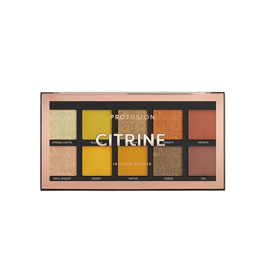 Profusion Cosmetics 10 Shade Eyeshadow Palette - High Pigmented Multi-Finish Colors, Vegan & Cruelty-Free, Create Stunning Looks On-the-Go - Travel-Friendly & Versatile Makeup, Citrine-Velvo Beauty