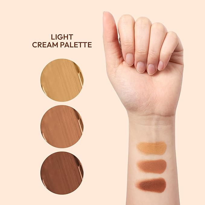Ruby Kisses Contour Palette 3-in-1 Contour, Conceal, Highlight All-In-One Mini Palette, Long-Lasting, Easy to Blend Cream Contour Palette for Oily and Dry Skin (Medium To Tan)-Velvo Beauty