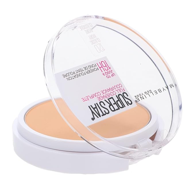 Maybelline New York Super Stay Full Coverage Powder Foundation Makeup, Up to 16 Hour Wear, Soft, Creamy Matte Foundation, Classic Ivory, 1 Count-Velvo Beauty