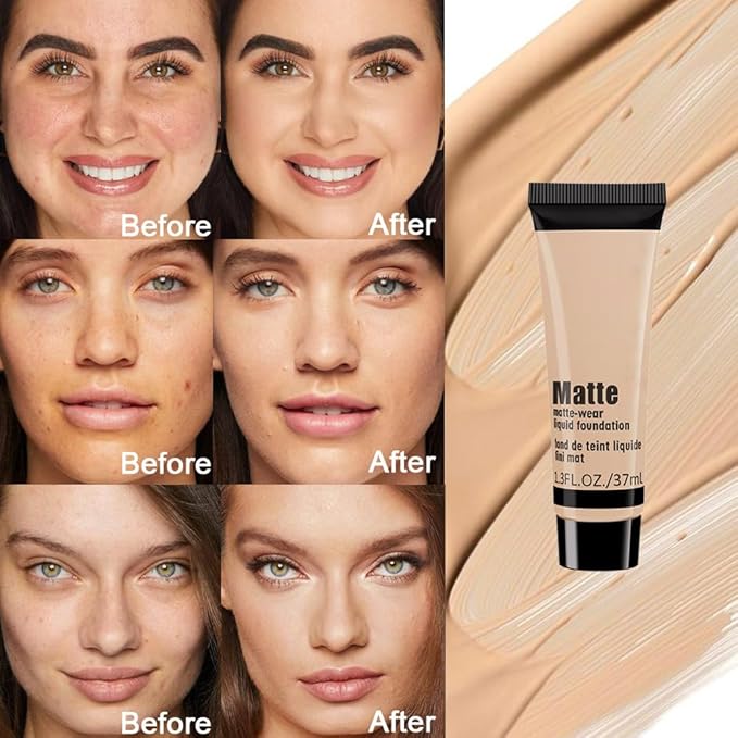 1 Pack Liquid Foundation Cream for Face Makeup,Durable Full Coverage Matte Concealer Make Up,Oil Control & Waterproof Base Primer -1 Fl.Oz (BEIGE 7#)-Velvo Beauty