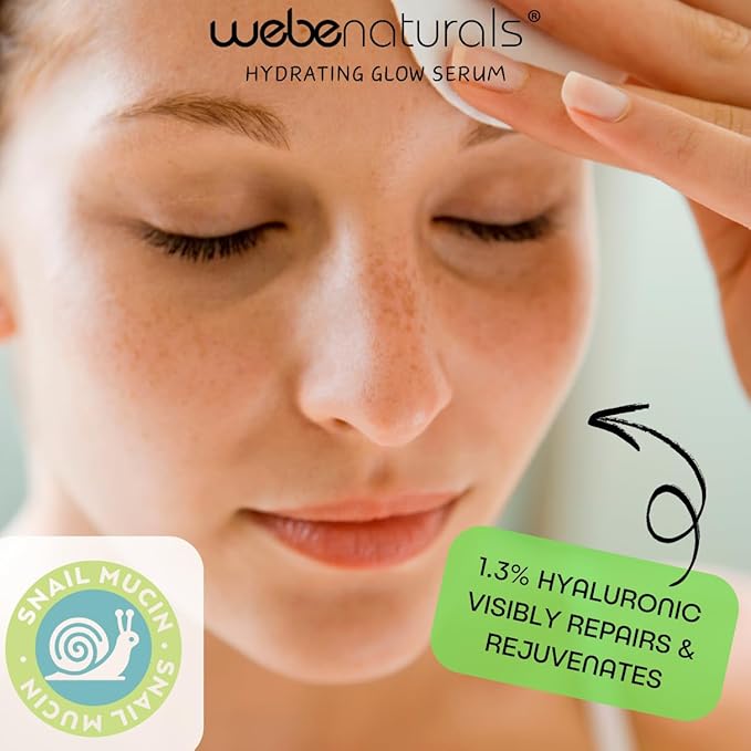 WEBE Naturals Snail Mucin 94% Hydrating Glow Serum | 1.3% Hyaluronic Acid & N-Acetyl Glucosamine | Collagen Boosting, Plumping, Anti Aging, Intense Moisturizing Serum for Radiant, Dewy Skin-Velvo Beauty