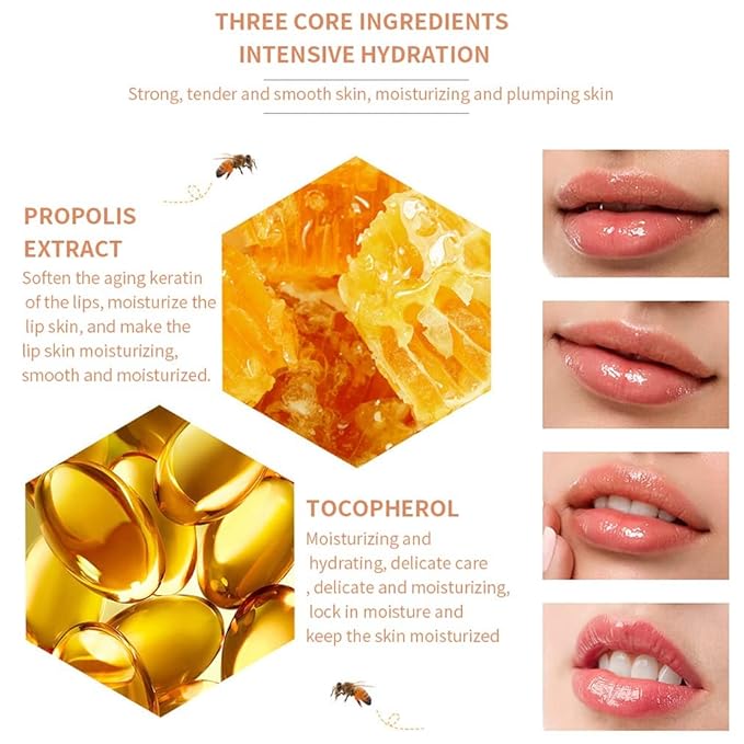 2PCS Bee Balm Lip Balm Honey Pot & Strawberry Sleeping Lip Mask, Propolis Moisturizing Honey Lip Mask Lip Balm, Hydrating & Prevention Dry and Cracked Lip Scrubs Exfoliator, Winter Lip Care Products-Velvo Beauty