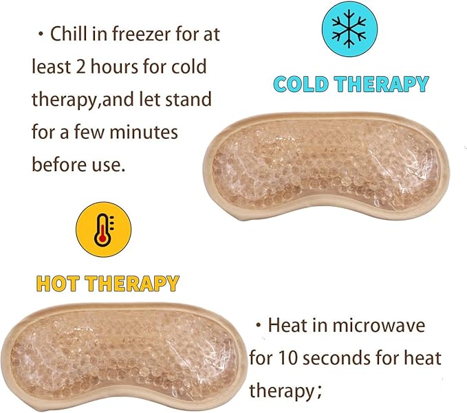 Gel Eye Mask, Cooling Eye Pads Reusable Small Ice Pack Under Eye Patches, Eye Hot Cold Treatment Pack for Redness, Pain Relief and Eye Relax (Champagne - 2count)-Velvo Beauty