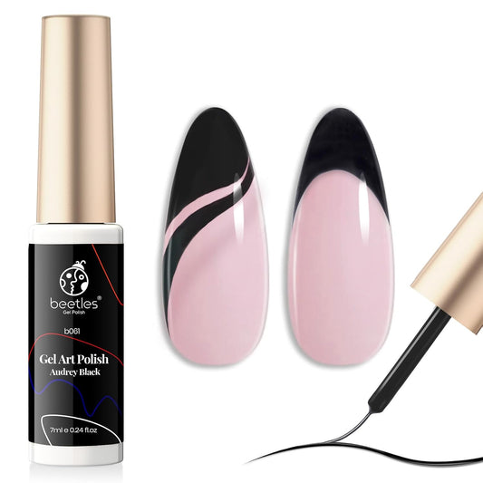 beetles Gel Polish Liner Gel Nail 7ml Classic Black Gel Polish Art Paint for Nails Built,Thin Line Nails Art Brush in Gel Pens UV LED Soak off Comic Nails Manicure DIY Gift for Women-Velvo Beauty