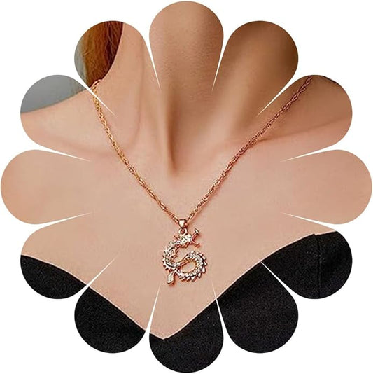 Vintage Dragon Pendant Necklace Punk Dragon Necklace Ancient Dragon Choker Necklace Gold Flying Dragon Necklace Jewelry for Women-Velvo Beauty