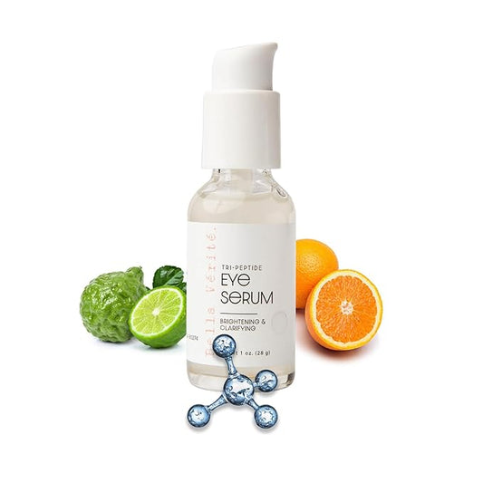 Bella Vérité. Vegan, Tri-Peptide Eye Serum for Mature Skin, Under Eyes to Smooth Fine Lines, Brighten Dark Circles and De-Puff Bags with Hyaluronic Acid, Bergamot, and Triple Peptides, 1 Fl Oz-Velvo Beauty
