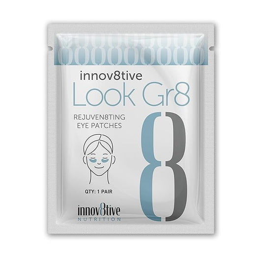 Look Gr8 Eye Patch - Rejuven8ting Eye Patches (Single) for Youthful Radiance! Under Eye Patches for Dark Circles, Puffy Eyes, and Wrinkles. With Collagen, Aloe Vera, and Vitamins D3 & E-Velvo Beauty