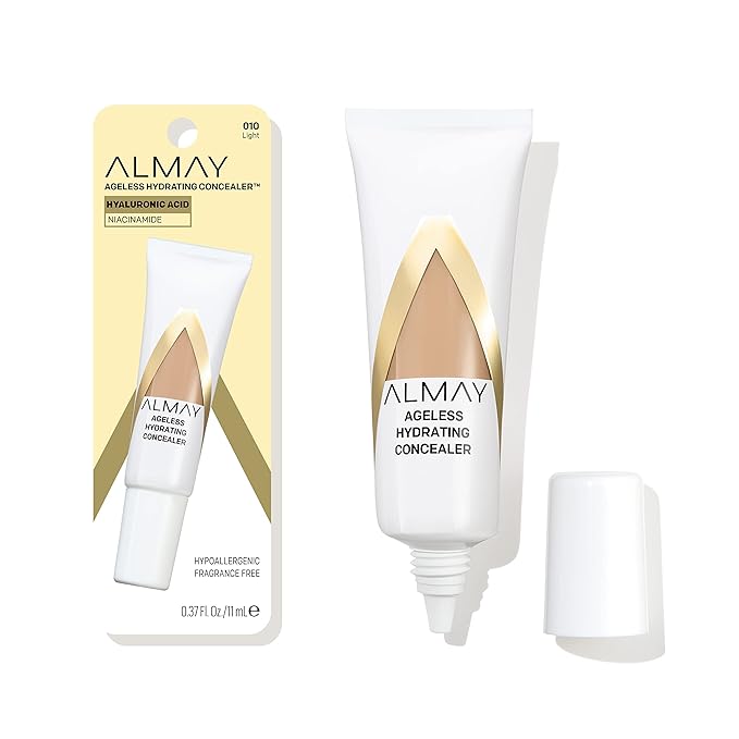 Almay Anti-Aging Concealer, Face Makeup with Hyaluronic Acid, Niacinamide, Vitamin C & E, Hypoallergenic-Fragrance Free, 010 Light, 0.37 Fl Oz (Pack of 1)-Velvo Beauty