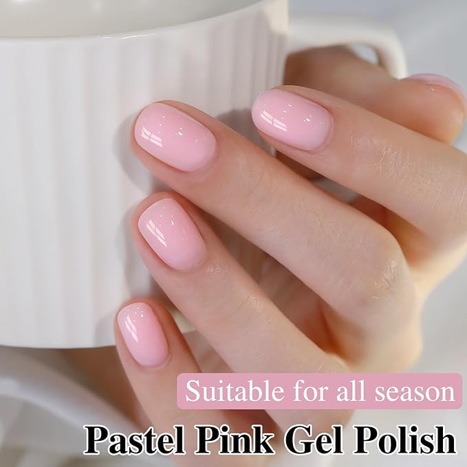 Double Rhythm 0.50 OZ Translucent Gel Polish Same Color Same Bottle Sheer Pastel Neutral Natural Milky 15 ML Jelly UV Nail Art DIY at Home (Pink-A1623)-Velvo Beauty