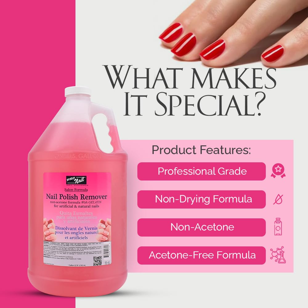 PRONAIL - Non-Acetone Nail Polish Remover Professional, Maximum Strength, 1 Gallon-Velvo Beauty