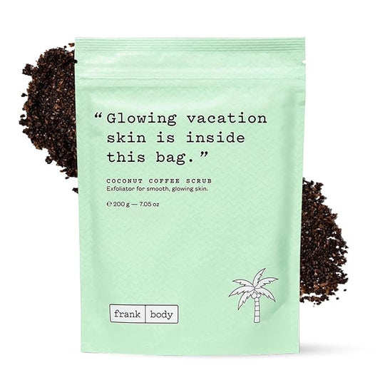 Frank Body Coconut Coffee Scrub | Natural, Vegan, Cruelty Free Exfoliating Body Scrub Firms, Tones, and Brightens with Coffee Grinds, Grapeseed Oil, Coconut Oil, and Jojoba Beads | 7.05 oz / 200 g-Velvo Beauty