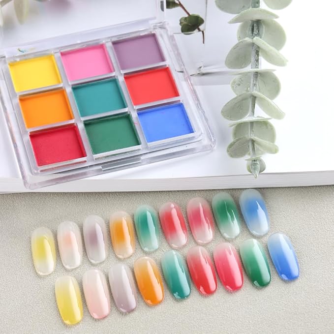 18 Colors Neon Phosphor Solid Pigment Powder Set for Ombre Nails, Fluorescent Nail Pigment Glitter Iridescent Rubbing Dust with Nail Ombre Brush for Gradient Nail Art Manicure DIY Accessories-Velvo Beauty