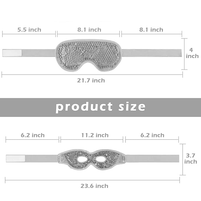Permotary 2PCS Gel Eye Mask Reusable Hot Cold Compress Pack Eye Therapy,Therapeutic Gel Eye Spa Pad for Puffiness/Dark Circles/Eye Bags/Dry Eyes/Headaches/Migraines/Stress Relief-Gray&Black-Velvo Beauty
