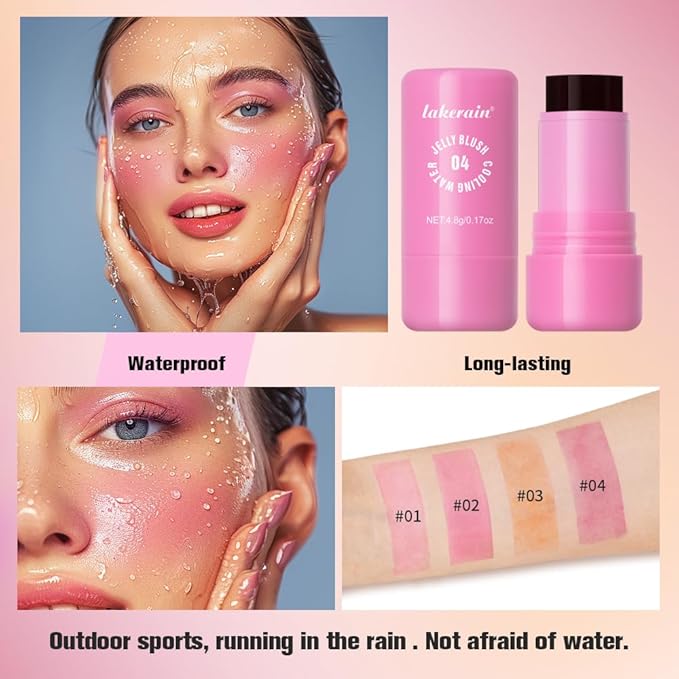 Multi-Use Cooling Water Jelly Blush/Lip Tint & Eye Shadow - Sheer Stain withBuildable Watercolor Finish - Long-Lasting Moisture - 1,000+ Swipes Per Stick - Jelly Texture for Lip & Cheek (Red)-Velvo Beauty