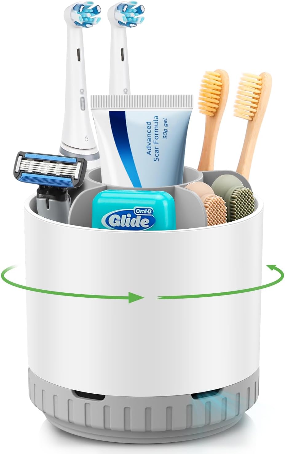 Toothbrush Holders for Bathrooms - White Rotating Kids Electric Toothbrush and Toothpaste Holder, Detachable 6 Slots Tooth Brush Organizer Bathroom Countertop Storage-Velvo Beauty