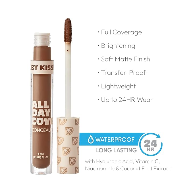 Ruby Kisses All Day Concealer Lightweight Full Coverage Multi-Use Concealer 0.13 Fl Oz (4-3 Chestnut (12))-Velvo Beauty