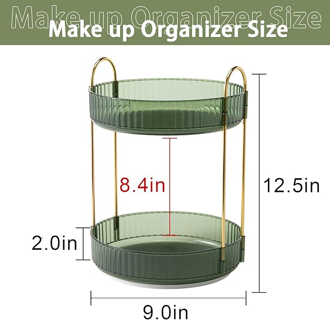Rotating Makeup Organizer for Vanity, High-Capacity Skincare Clear Make Up Storage Perfume Organizers Cosmetic Dresser Organizer Countertop 360 Spinning (Purple, 3 Tier)-Velvo Beauty