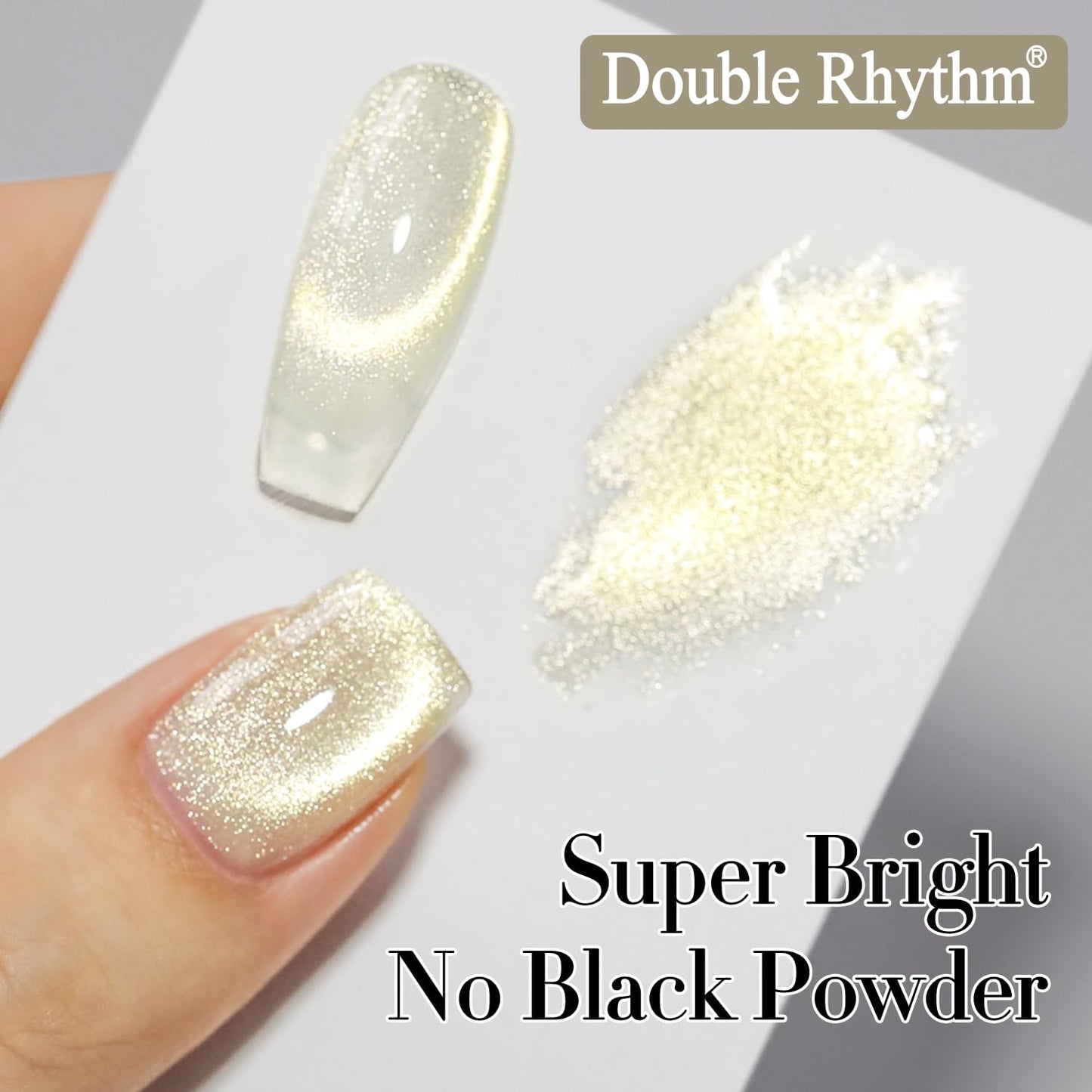 Double Rhythm Cat Eye Gel Polish with Magnet 15ML Ice Glass Holographic Glitter Shimmer Translucent Sheer Color Salon Soak Off Magnetic at Home (Gold-MC1140)-Velvo Beauty