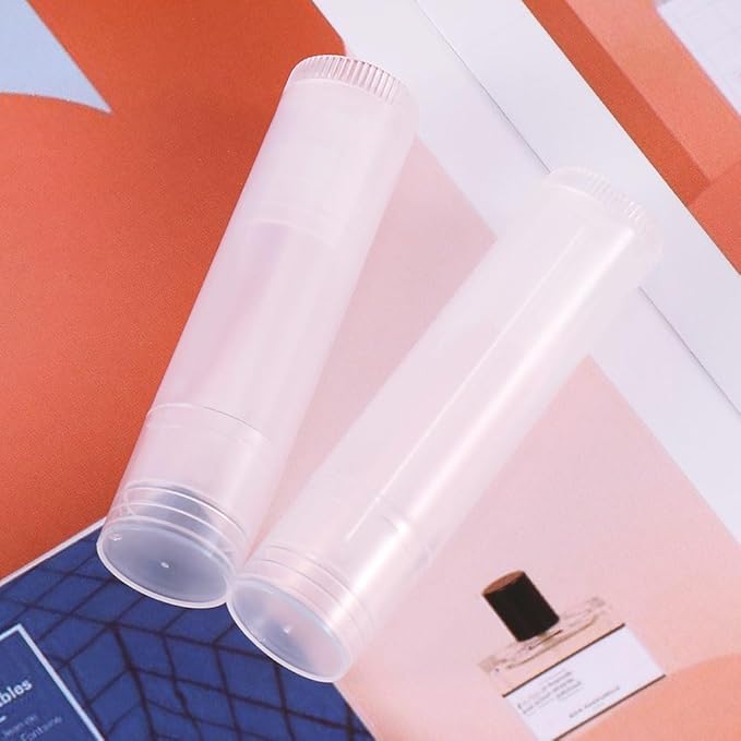 50Pcs 5ml Translucent Lipstick Cosmetic Empty Lip Gloss Lipstick Containers,Cosmetic Containers Sale Lip Balm Tubes Empty Hot Transparent Plastic Refill Lip Balm Tube with Cap-Velvo Beauty