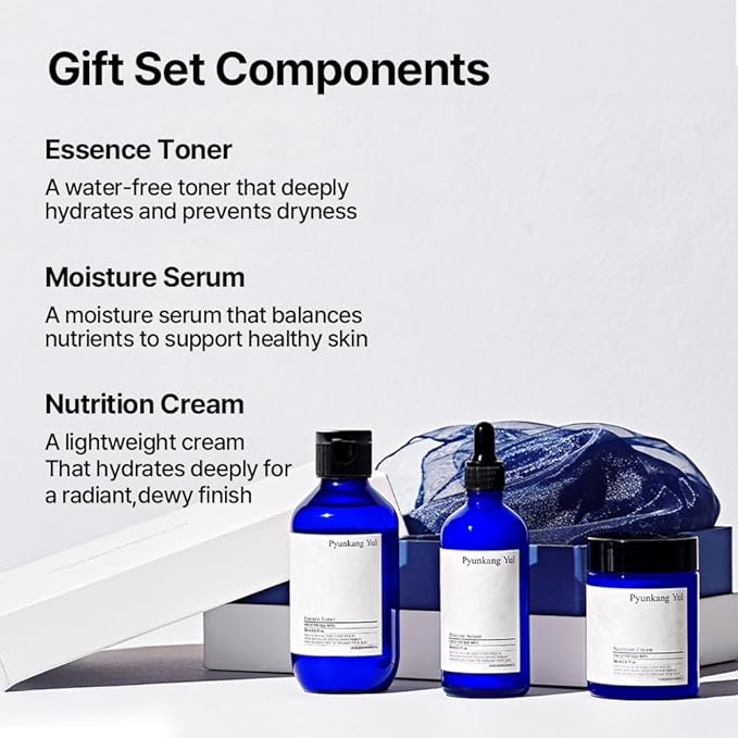 Pyunkang Yul PKY Basic Line Skincare Gift Set, Holiday Essentials for Moisturizing & Nourishing, Toner, Serum & Face Cream, Ideal for Gifting (3-Item Set)-Velvo Beauty