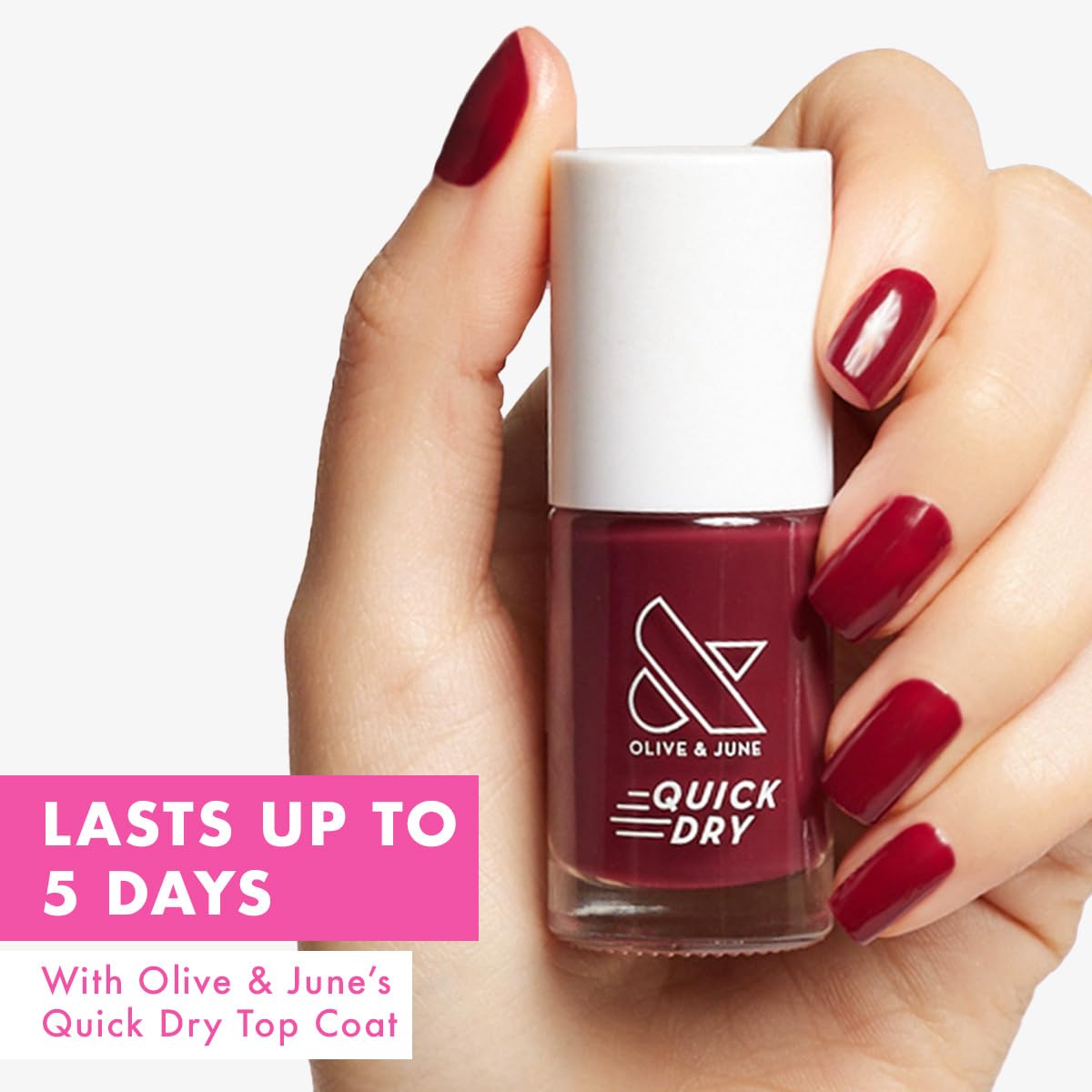 Olive & June Quick Dry Nail Polish | Instant, Fast-Drying, Smudgeproof Color | 15-free, Vegan, Cruelty-Free Formula | Lasts up to 5 Days | Salon-Quality Manicure Pedicure at Home | Cabernet | Wine Red-Velvo Beauty