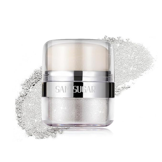 Glitter Body Highlighter Powder Body Shimmer Sparkle Face Brightening Highlighter Powder for Face Eyes Body Glow Makeup With sponge head（03#）-Velvo Beauty