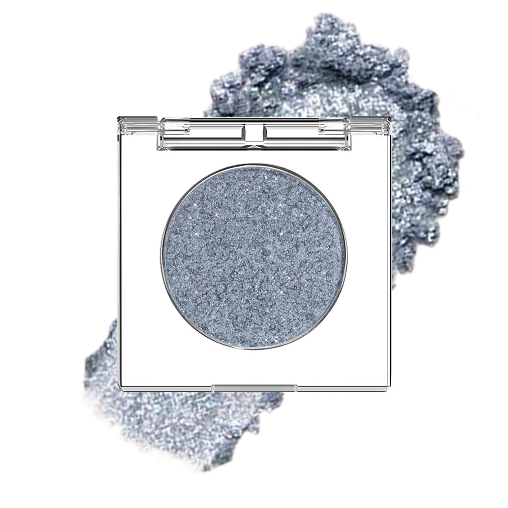 Glitter Shimmer Sparkle Eye Shadow Palette Makeup for Women, Shimmer Blue Glitter Metallic Holographic Iridescent Cream Iridescent Single Monochrome Eyeshadow Makeup-Velvo Beauty