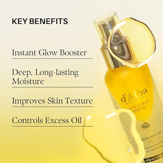 [2 Bottles] d'Alba Italian White Truffle First Spray Serum, Vegan Skin Care, Hydrating Face Moisturizer, Glow Serum for Radiant Skin, Non Comedogenic, All In One Mist (6.76 oz.)-Velvo Beauty